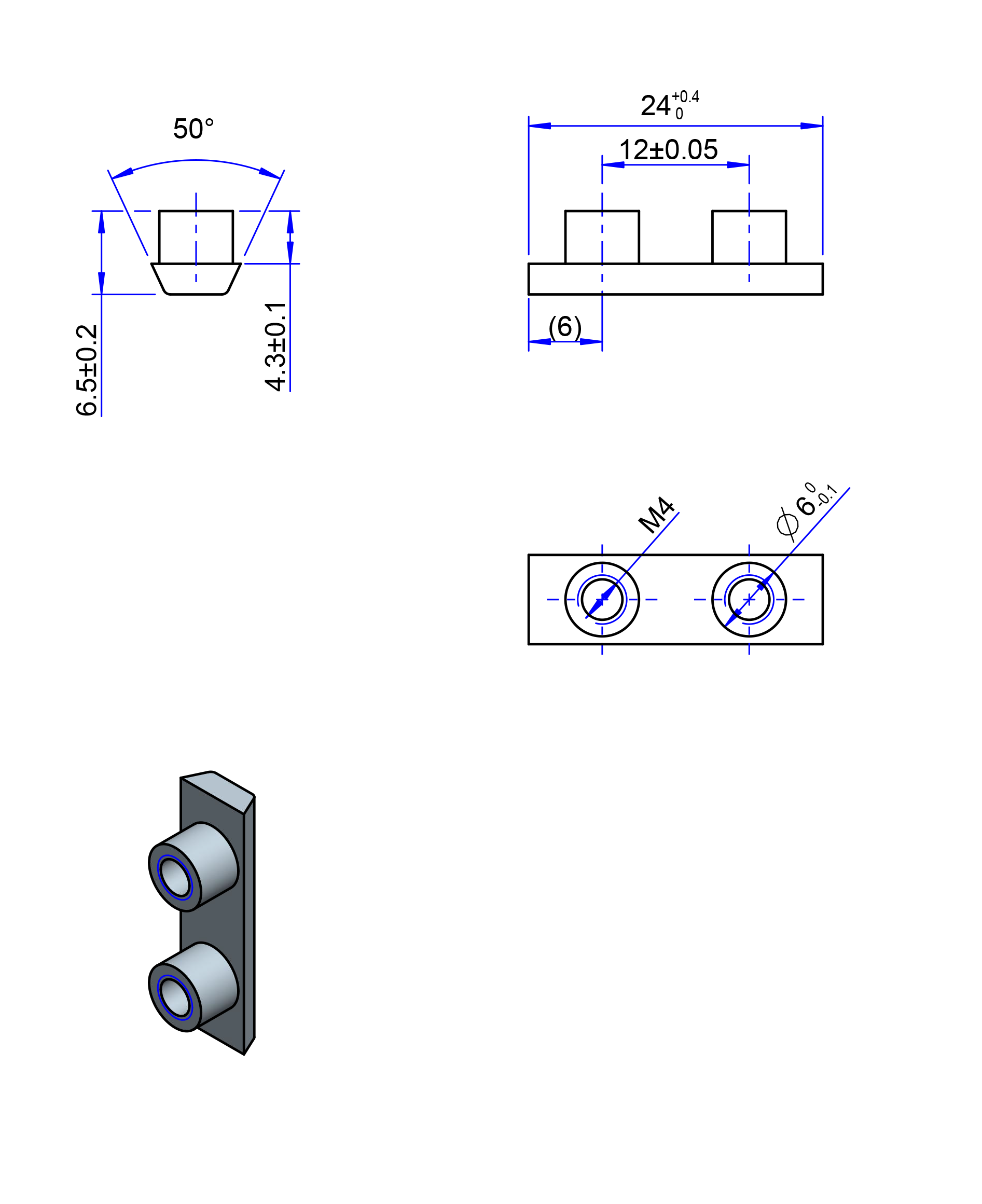 25AT10 Edelstahl Nockenverbinder / Einlegeschiene / Ersatzzahn