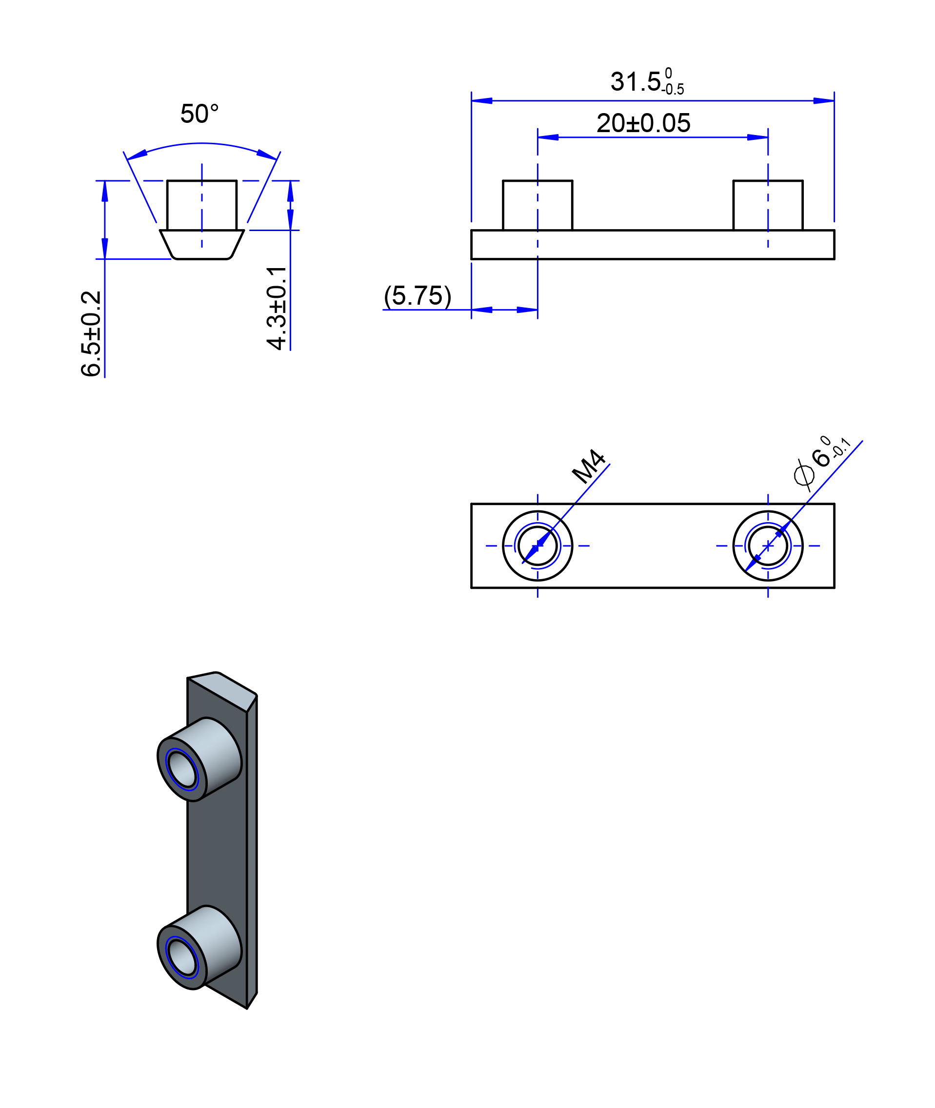 32AT10 Edelstahl Nockenverbinder / Einlegeschiene / Ersatzzahn